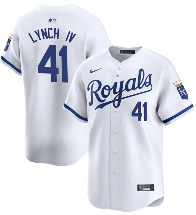 Men's Kansas City Royals #41 Daniel Lynch IV White 2024 Home Limited Cool Base Stitched Baseball Jersey